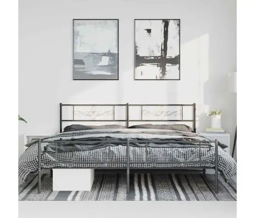 Gultas Rāmis Ar Galvgali Un Kājgali, Melns Metāls, 193X203 Cm Vidaxl