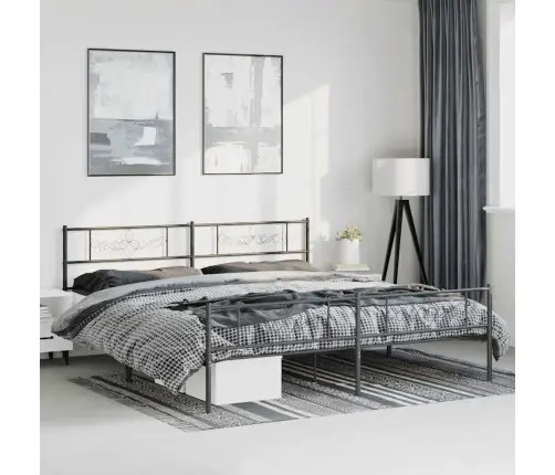 Gultas Rāmis Ar Galvgali Un Kājgali, Melns Metāls, 193X203 Cm Vidaxl
