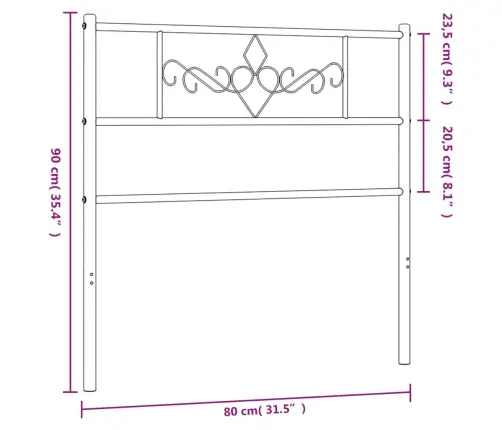 Gultas Galvgalis, Metāls, Melns, 75 Cm Vidaxl
