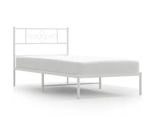 Gultas Rāmis Bez Matrača, Ar Galvgali, Balts Metāls, 75X190 Cm Vidaxl