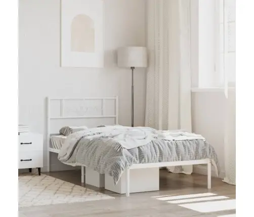 Gultas Rāmis Bez Matrača, Ar Galvgali, Balts Metāls, 75X190 Cm Vidaxl