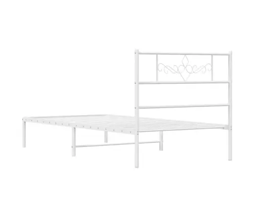 Gultas Rāmis Ar Galvgali, Balts Metāls, 107X203 Cm Vidaxl