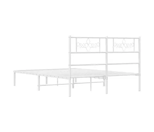 Metallist Voodiraam Peatsiga, Valge, 120 X 200 Cm