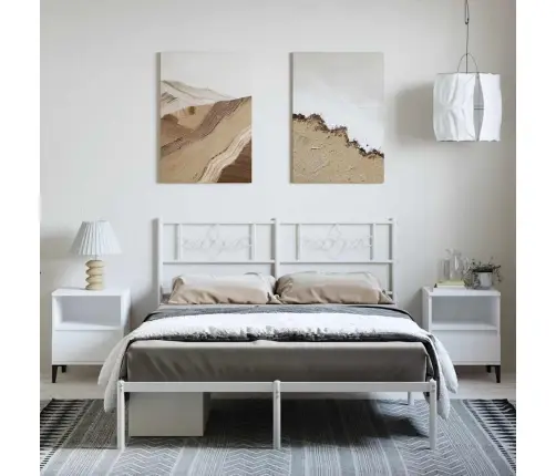 Metalinis Lovos Rėmas Su Galvūgaliu, Baltos Spalvos, 135X190Cm