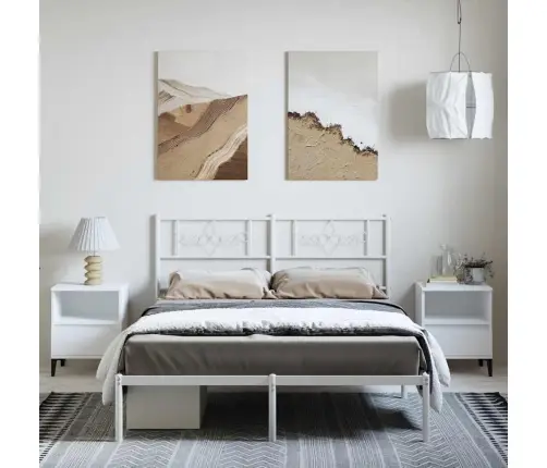 Gultas Rāmis Ar Galvgali, Balts Metāls, 150X200 Cm Vidaxl