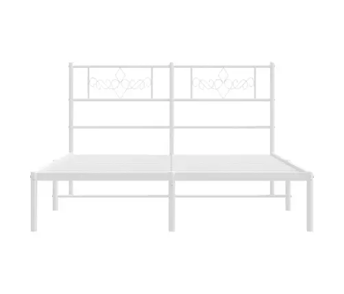 Gultas Rāmis Ar Galvgali, Balts Metāls, 150X200 Cm Vidaxl