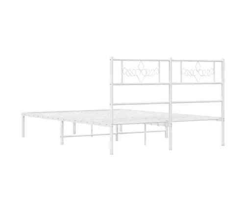 Gultas Rāmis Ar Galvgali, Balts Metāls, 150X200 Cm Vidaxl