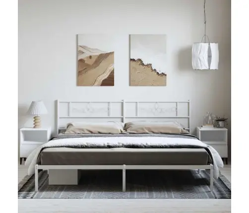 Gultas Rāmis Ar Galvgali, Balts Metāls, 183X213 Cm Vidaxl