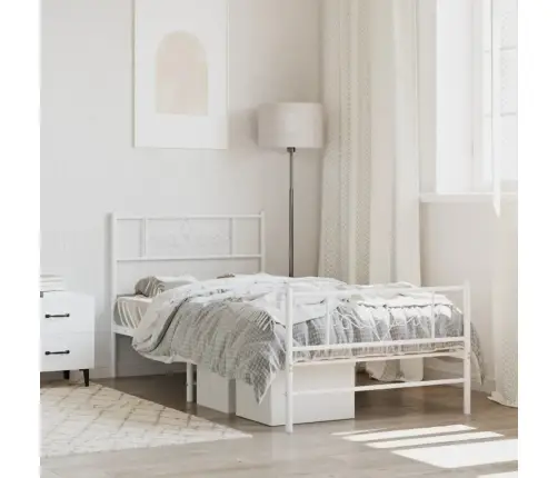 Gultas Rāmis Ar Galvgali Un Kājgali, Balts Metāls, 80X200 Cm Vidaxl