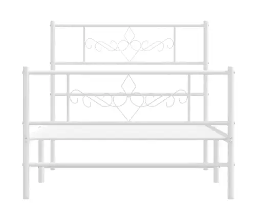 Gultas Rāmis Ar Galvgali Un Kājgali, Balts Metāls, 90X200 Cm Vidaxl