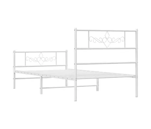 Gultas Rāmis Ar Galvgali Un Kājgali, Balts Metāls, 90X200 Cm Vidaxl