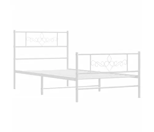 Metallist Voodiraam Peatsi Ja Jalutsiga, Valge, 107X203 Cm