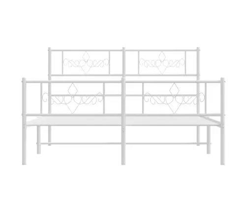 Metallist Voodiraam Peatsi Ja Jalutsiga, Valge, 135 X 190 Cm