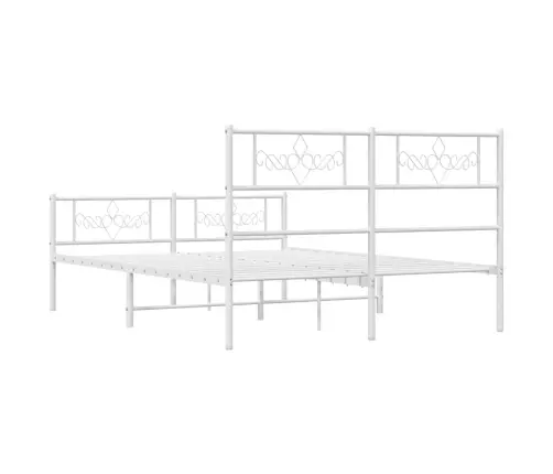 Metallist Voodiraam Peatsi Ja Jalutsiga, Valge, 135 X 190 Cm