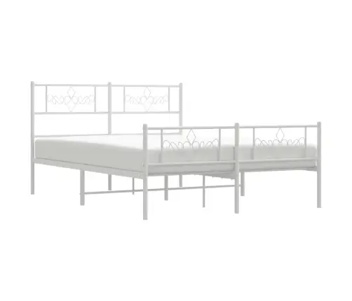 Metallist Voodiraam Peatsi Ja Jalutsiga, Valge, 140 X 190 Cm