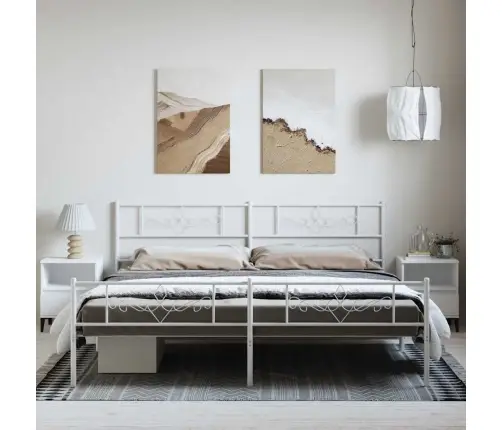 Gultas Rāmis Ar Galvgali Un Kājgali, Balts Metāls, 193X203 Cm Vidaxl