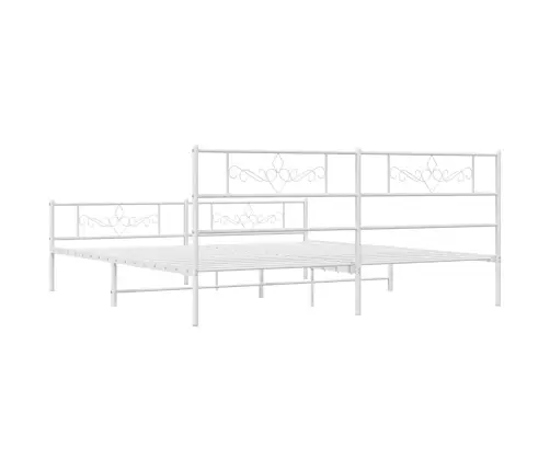 Gultas Rāmis Ar Galvgali Un Kājgali, Balts Metāls, 193X203 Cm Vidaxl