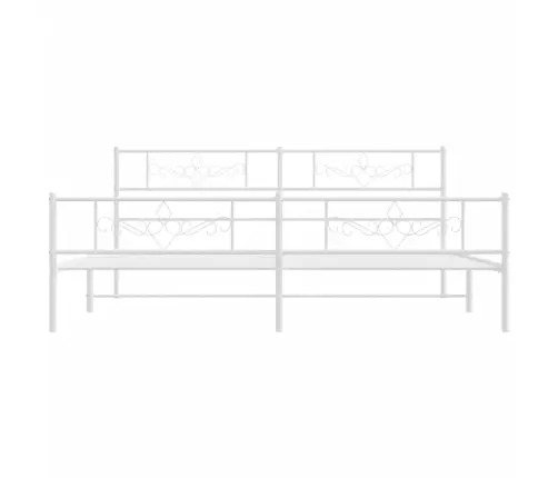 Gultas Rāmis Ar Galvgali Un Kājgali, Balts Metāls, 200X200 Cm Vidaxl