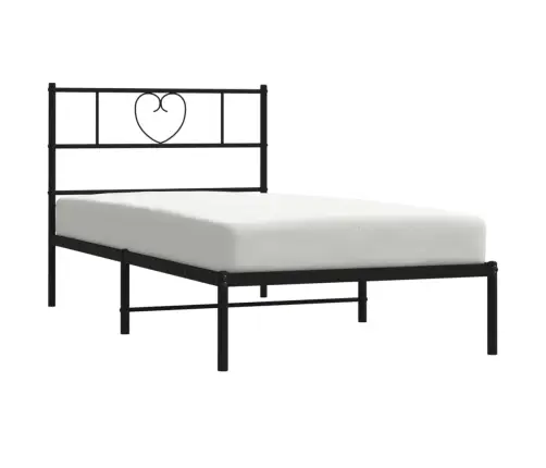 Gultas Rāmis Ar Galvgali, Melns Metāls, 90X200 Cm Vidaxl