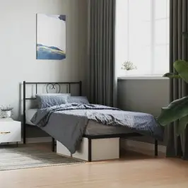 Gultas Rāmis Ar Galvgali, Melns Metāls, 90X200 Cm Vidaxl Gultas Rāmis Ar Galvgali, Melns Metāls, 90X200 Cm Vidaxl