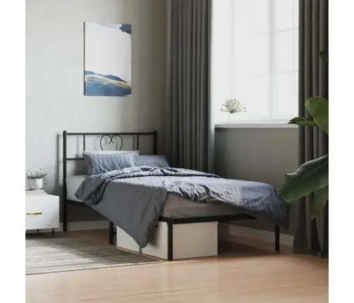 Gultas Rāmis Ar Galvgali, Melns Metāls, 90X200 Cm Vidaxl