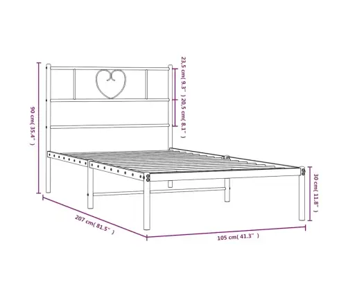 Metallist Voodiraam Peatsiga, Must, 100X200 Cm