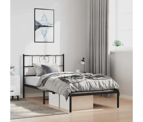 Metallist Voodiraam Peatsiga, Must, 100X200 Cm