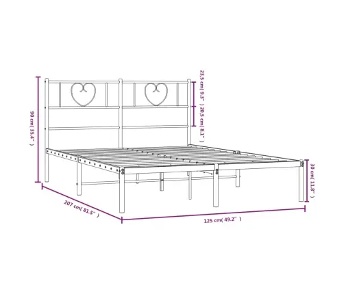 Gultas Rāmis Ar Galvgali, Melns Metāls, 120X200 Cm Vidaxl