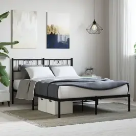 Gultas Rāmis Ar Galvgali, Melns Metāls, 140X200 Cm Vidaxl Gultas Rāmis Ar Galvgali, Melns Metāls, 140X200 Cm Vidaxl