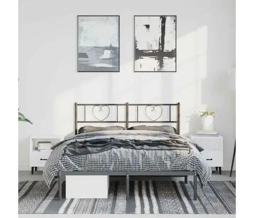 Gultas Rāmis Ar Galvgali, Melns Metāls, 150X200 Cm Vidaxl