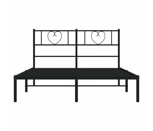 Gultas Rāmis Ar Galvgali, Melns Metāls, 150X200 Cm Vidaxl