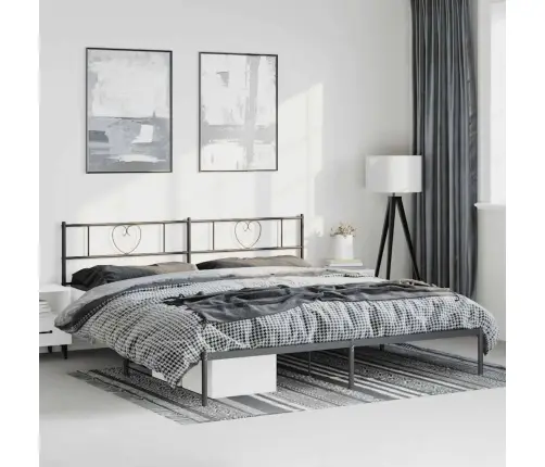 Gultas Rāmis Ar Galvgali, Melns Metāls, 193X203 Cm Vidaxl