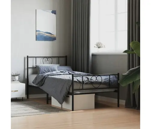 Lovos Rėmas Su Galvūgaliu/Kojūgaliu, Juodas, 90X190cm Metalas