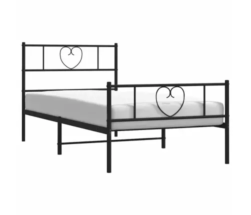 Gultas Rāmis Ar Galvgali Un Kājgali, Melns Metāls, 100X190 Cm Vidaxl