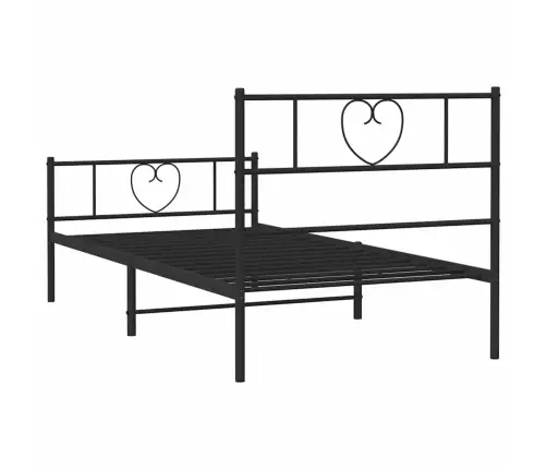 Gultas Rāmis Ar Galvgali Un Kājgali, Melns Metāls, 100X190 Cm Vidaxl