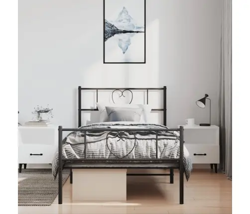 Metallist Voodiraam Peatsi Ja Jalutsiga, Must, 100X200 Cm