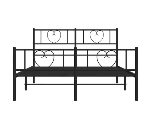 Gultas Rāmis Ar Galvgali Un Kājgali, Melns Metāls, 135X190 Cm Vidaxl