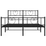 Gultas Rāmis Ar Galvgali Un Kājgali, Melns Metāls, 135X190 Cm Vidaxl