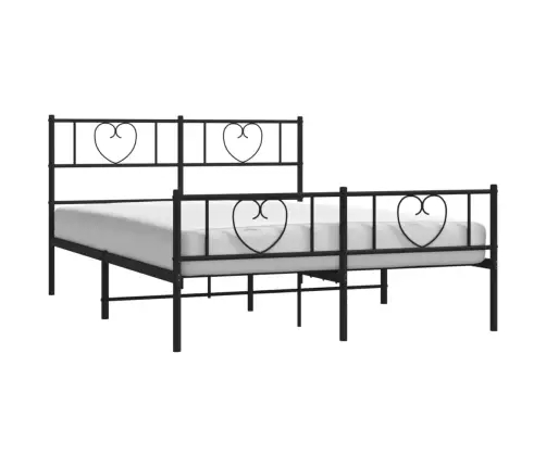 Gultas Rāmis Ar Galvgali Un Kājgali, Melns Metāls, 140X190 Cm Vidaxl
