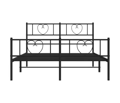 Gultas Rāmis Ar Galvgali Un Kājgali, Melns Metāls, 140X190 Cm Vidaxl