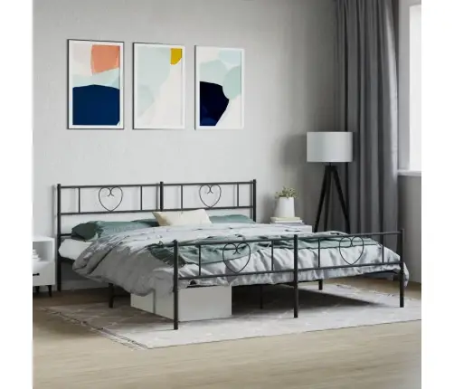 Metāla Gultas Rāmis Bez Matrača, Ar Kājgali, Melns, 180X200 Cm Vidaxl