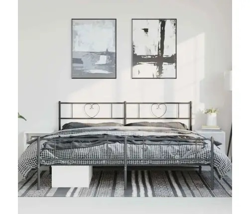 Gultas Rāmis Ar Galvgali Un Kājgali, Melns Metāls, 183X213 Cm Vidaxl
