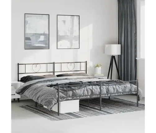 Gultas Rāmis Ar Galvgali Un Kājgali, Melns Metāls, 183X213 Cm Vidaxl