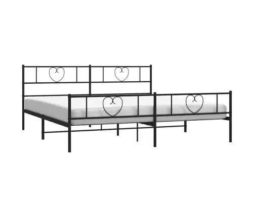 Metallist Voodiraam Peatsi Ja Jalutsiga, Must, 193X203 Cm Metallist Voodiraam Peatsi Ja Jalutsiga, Must, 193X203 Cm