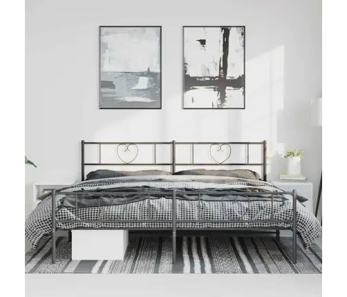 Metallist Voodiraam Peatsi Ja Jalutsiga, Must, 193X203 Cm Metallist Voodiraam Peatsi Ja Jalutsiga, Must, 193X203 Cm