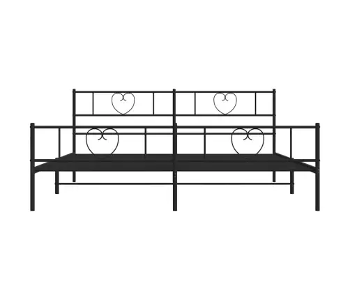 Metallist Voodiraam Peatsi Ja Jalutsiga, Must, 193X203 Cm Metallist Voodiraam Peatsi Ja Jalutsiga, Must, 193X203 Cm