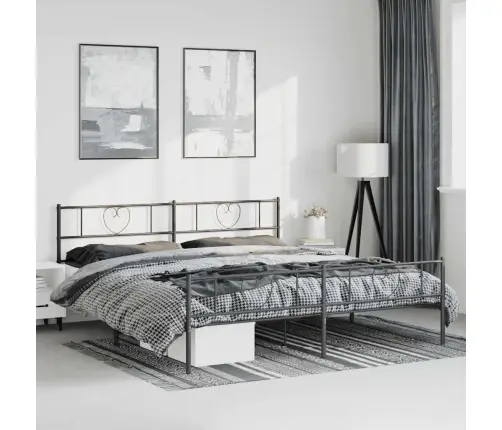 Metallist Voodiraam Peatsi Ja Jalutsiga, Must, 193X203 Cm Metallist Voodiraam Peatsi Ja Jalutsiga, Must, 193X203 Cm