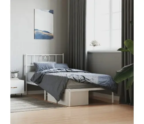 Metallist Voodiraam Peatsiga, Valge, 90 X 190 Cm