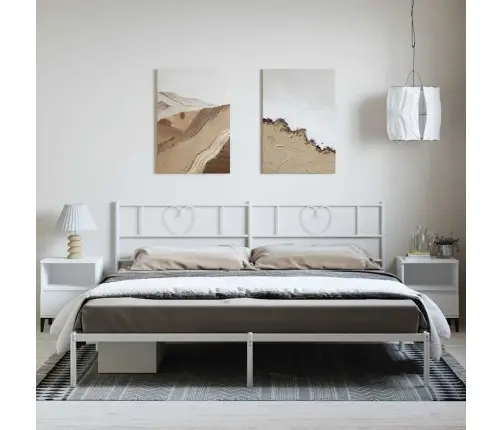 Metalinis Lovos Rėmas Su Galvūgaliu, Baltos Spalvos, 183X213Cm