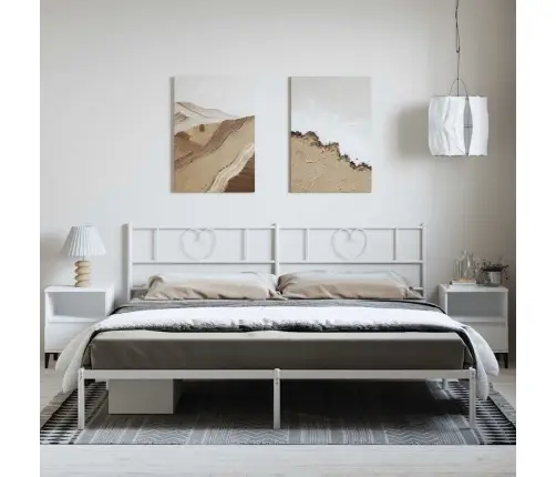 Gultas Rāmis Ar Galvgali, Balts Metāls, 193X203 Cm Vidaxl